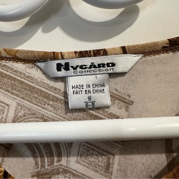 Nygård | vintage 90s style womens small baroque long sleeve v-neck v-neck shirt - Picture 5 of 8